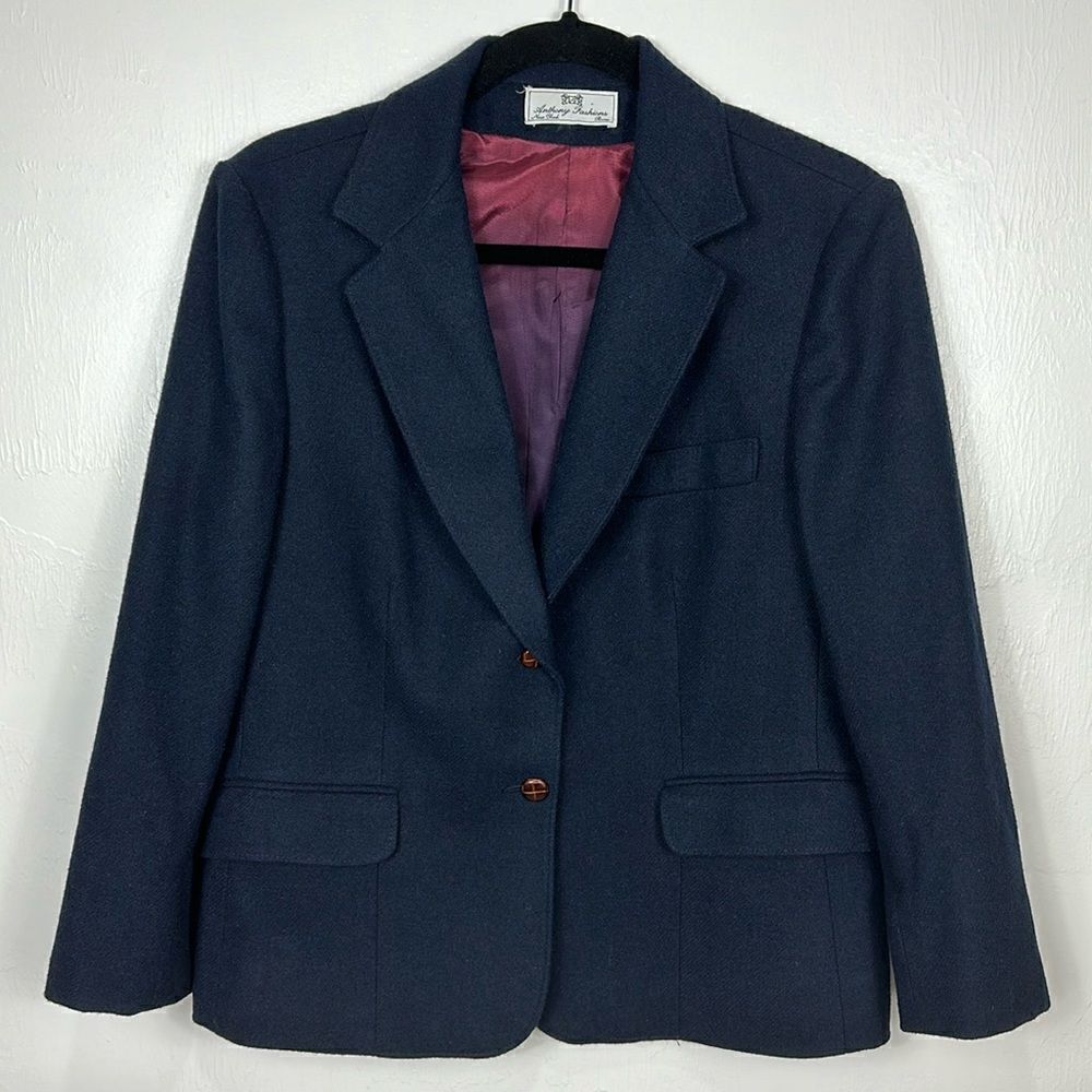 Anthony Fashions Black Single Breasted Two-Button Closure Blazer Size 14